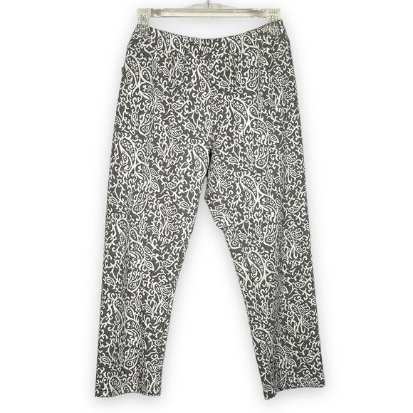 NWT Ethyl Gray and White Paisley Pull On Pants Soft Comfortable Multiple Sizes - Picture 1 of 7